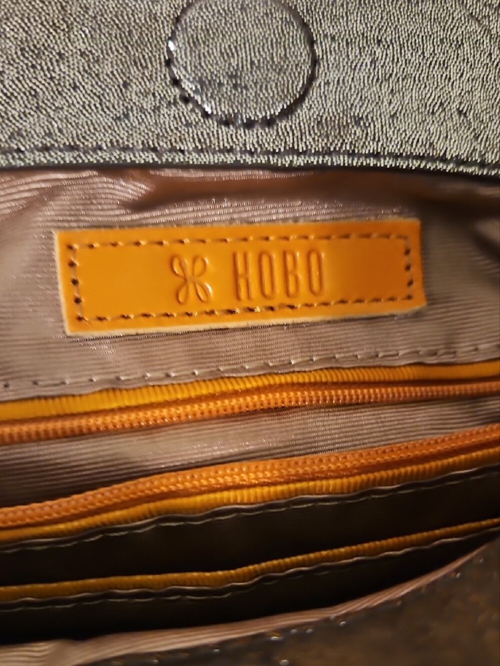 Hobo Metallic Brown Leather Hobo Bag with Brass Accents and Detachable Strap. - Picture 6 of 9